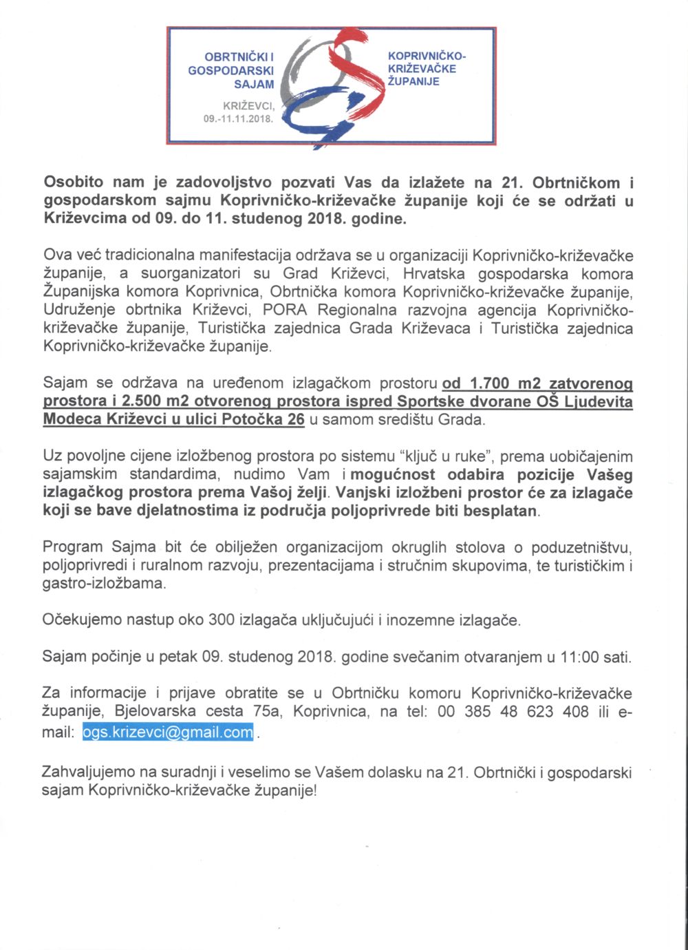 21. Obrtnički i gospodarski sajam Križevci